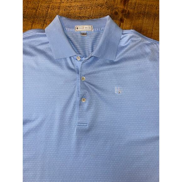 Mens Peter Millar Old Tag‎ Light Blue Cotton Short Sleeve Golf Polo Size Large - Picture 3 of 7